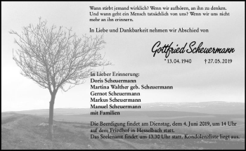 Traueranzeige von Gottfrioed Scheuermann von vrm-trauer
