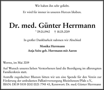 Traueranzeige von Günter Herrmann von vrm-trauer