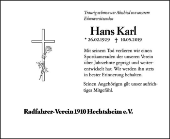 Traueranzeige von Hans Karl von vrm-trauer