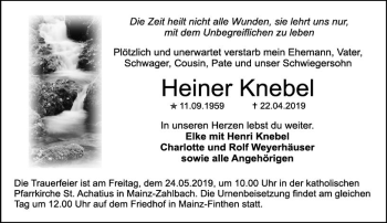 Traueranzeige von Heiner Knebel von vrm-trauer