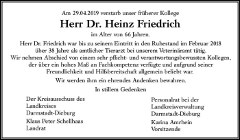 Traueranzeige von Heinz Friedrich von vrm-trauer