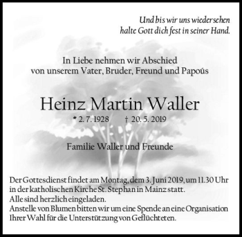 Traueranzeige von Heinz Martin Waller von vrm-trauer