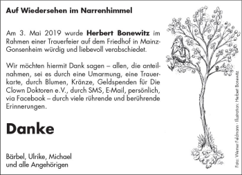 Traueranzeige von Herbert Bonewitz von vrm-trauer