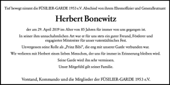 Traueranzeige von Herbert Bonewitz von vrm-trauer