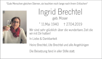 Traueranzeige von Ingrid Brechtel von vrm-trauer
