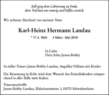 Traueranzeige von Karl-Heinz Hermann Landau von vrm-trauer