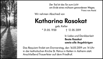 Traueranzeige von Katharina Rasokat von vrm-trauer