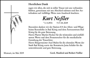 Traueranzeige von Kurt Neßler von vrm-trauer