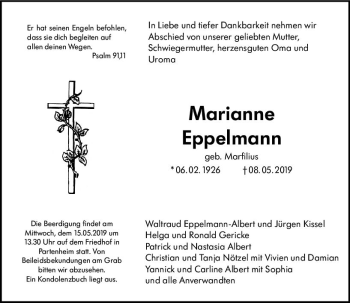 Traueranzeige von Marianne Eppelmann von vrm-trauer