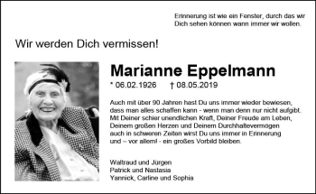 Traueranzeige von Marianne Eppelmann von vrm-trauer