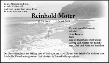 Traueranzeige von Reinhold Moter von vrm-trauer