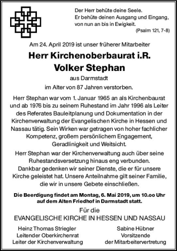 Traueranzeige von Volker Stephan von vrm-trauer
