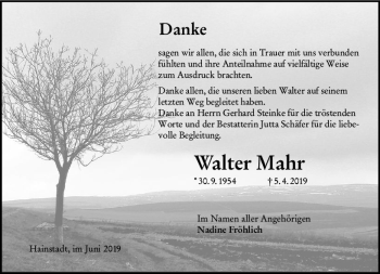 Traueranzeige von Walter Mahr von vrm-trauer