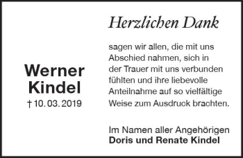 Traueranzeige von Werner Kindel von vrm-trauer