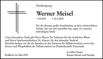 Traueranzeige von Werner Meisel von vrm-trauer