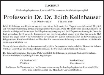 Traueranzeige von Edith Kellnhauser von vrm-trauer