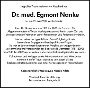Traueranzeige von Egmont Nanke von vrm-trauer