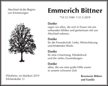 Traueranzeige von Emmerich Bittner von vrm-trauer