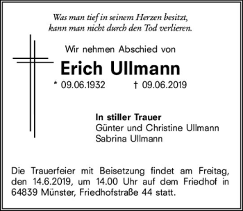Traueranzeige von Erich Ullmann von vrm-trauer