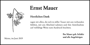 Traueranzeige von Ernst Mauer von vrm-trauer