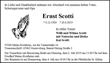 Traueranzeige von Ernst Scotti von vrm-trauer