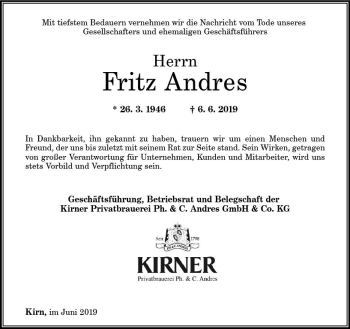 Traueranzeige von Fritz Andres von vrm-trauer