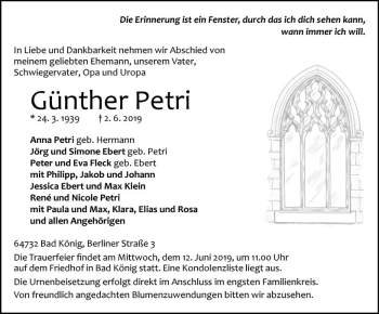 Traueranzeige von Günther Petri von vrm-trauer