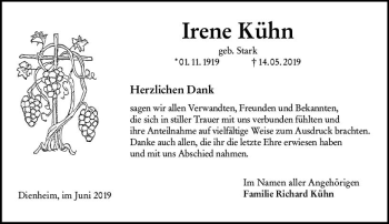 Traueranzeige von Irene Kühn von vrm-trauer