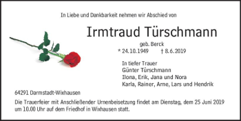 Traueranzeige von Irmtraud Türschmann von vrm-trauer