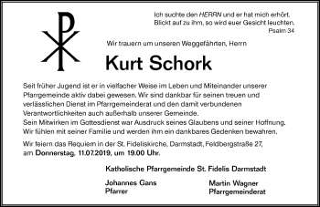Traueranzeige von Kurt Schork von vrm-trauer