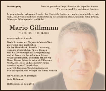 Traueranzeige von Mario Gillmann von vrm-trauer