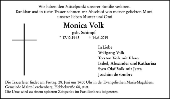 Traueranzeige von Monica Volk von vrm-trauer