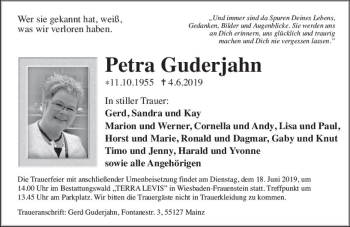 Traueranzeige von Petra Guderjahn von vrm-trauer
