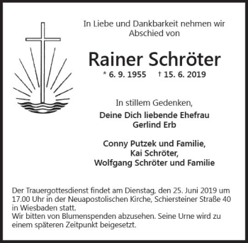Traueranzeige von Rainer Schröter von vrm-trauer