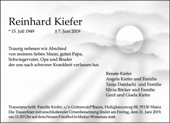 Traueranzeige von Reinhard Kiefer von vrm-trauer