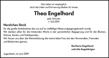 Traueranzeige von Thea Engelhard von vrm-trauer