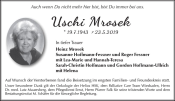 Traueranzeige von Uschi Mrosek von vrm-trauer
