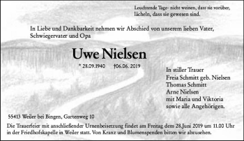 Traueranzeige von Uwe Nielsen von vrm-trauer