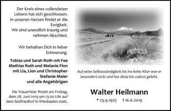 Traueranzeige von Walter Heilmann von vrm-trauer