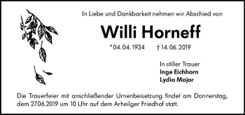 Traueranzeige von Willi Horneff von vrm-trauer