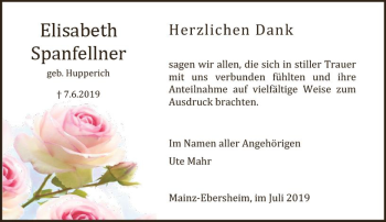 Traueranzeige von Elisabeth Spanfellner von vrm-trauer