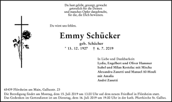 Traueranzeige von Emmy Schücker von vrm-trauer