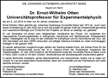 Traueranzeige von Ernst-Wilhelm Otten von vrm-trauer