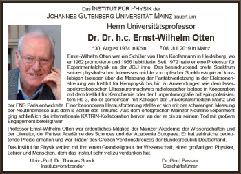 Traueranzeige von Ernst-Wilhelm Otten von vrm-trauer