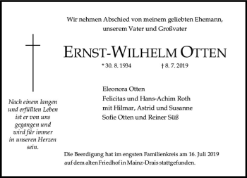 Traueranzeige von Ernst-Wilhelm Otten von vrm-trauer