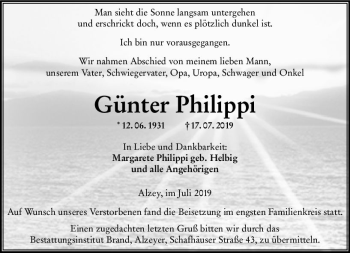 Traueranzeige von Günter Philippi von vrm-trauer