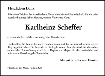 Traueranzeige von Karlheinz Scheffer von vrm-trauer