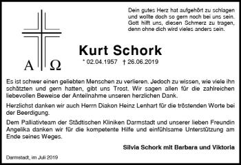 Traueranzeige von Kurt Schork von vrm-trauer