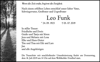Traueranzeige von Leo Funk von vrm-trauer