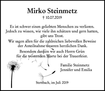 Traueranzeige von Mirko Steinmetz von vrm-trauer